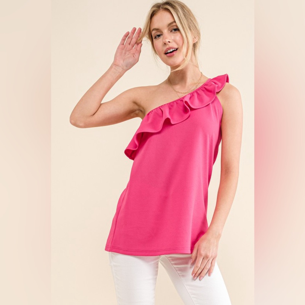 And The Why Ruffle One Shoulder Sleeveless Tank Top